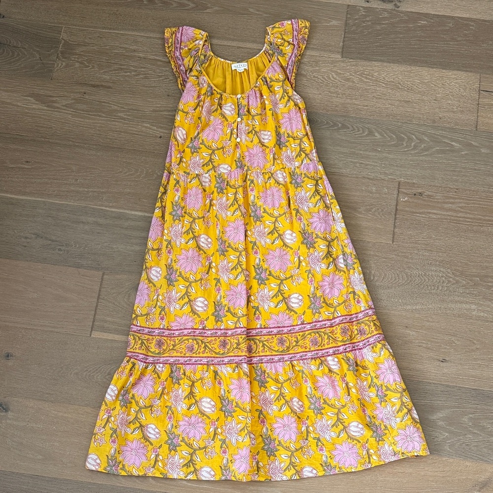 Velvet Yellow Floral Dress